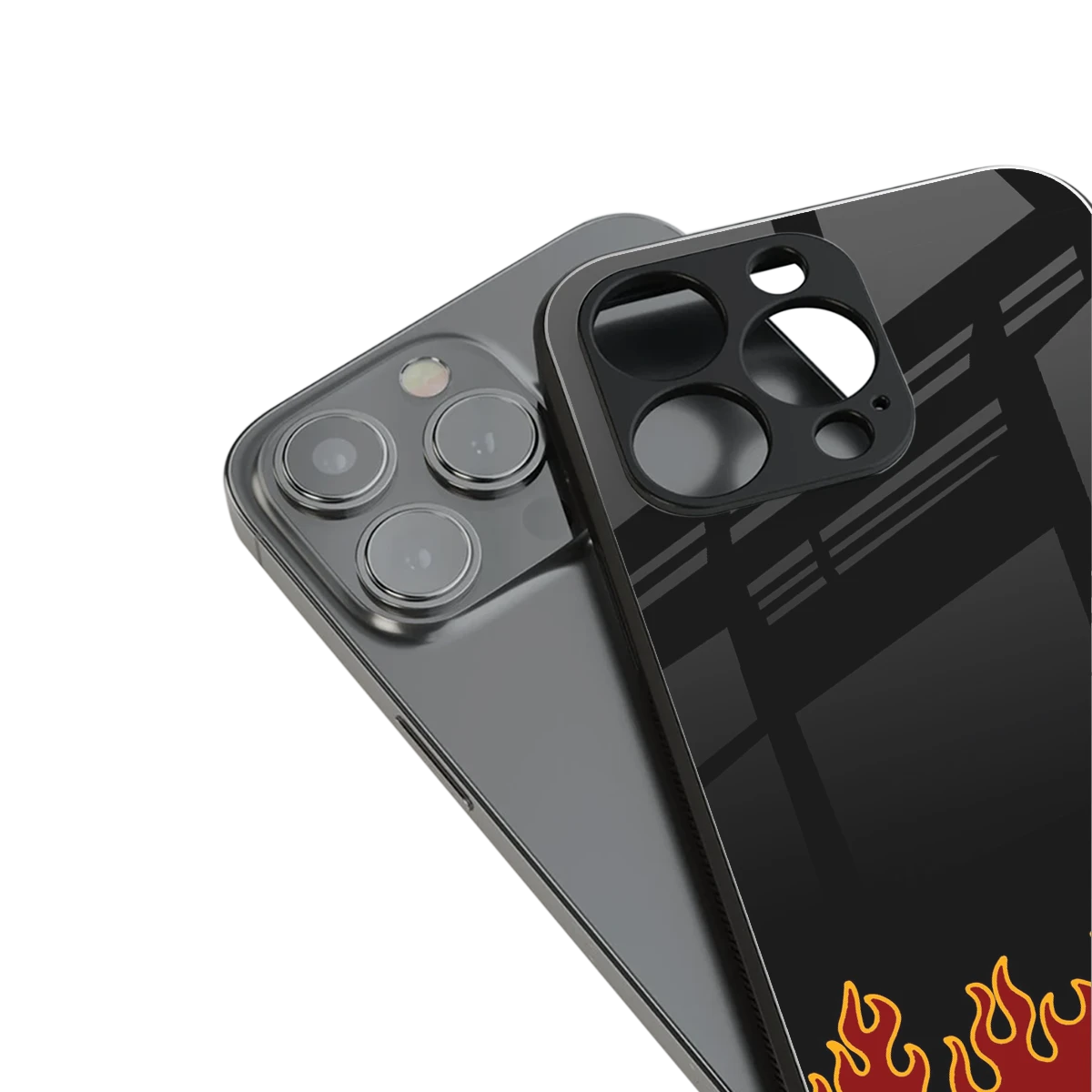 Retro Red Flames stylish phone case for iphone 14 pro max | glossy glass and slim fit