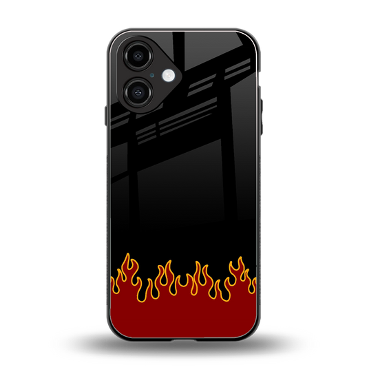 Retro Red Flames Phone Case for Iphone 16 | Glass Case