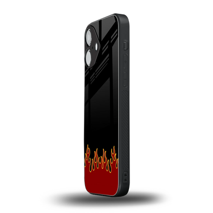Retro Red Flames iPhone 16 mobile cover | shockproof glass phone case