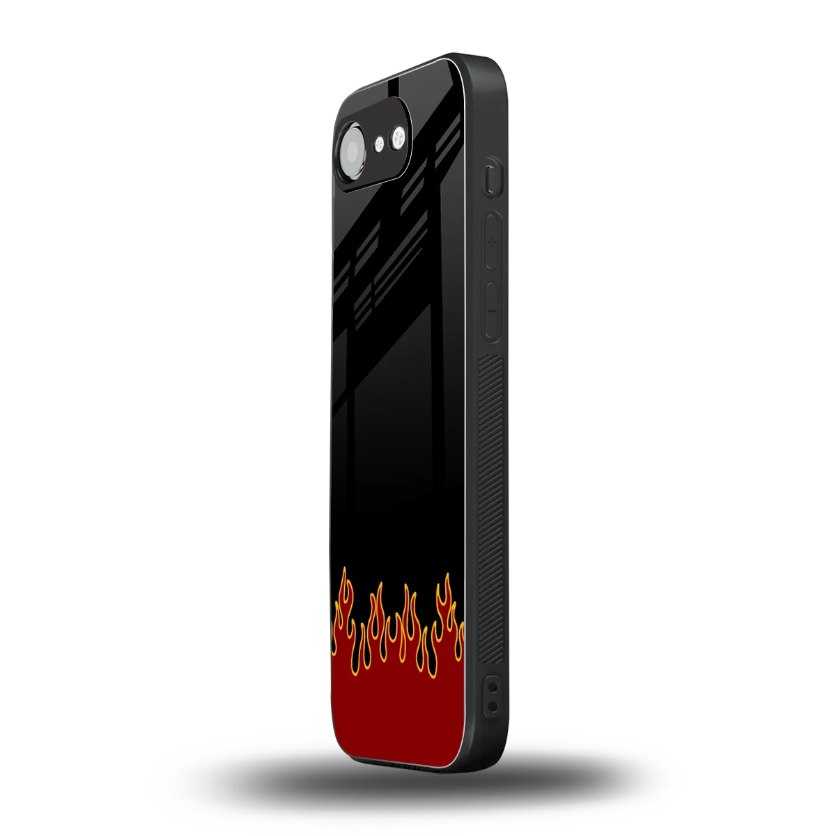 Retro Red Flames iphone 16e mobile cover | shockproof glass phone case
