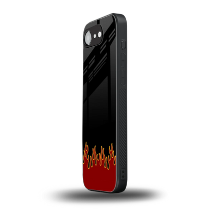 Retro Red Flames iphone 16e mobile cover | shockproof glass phone case