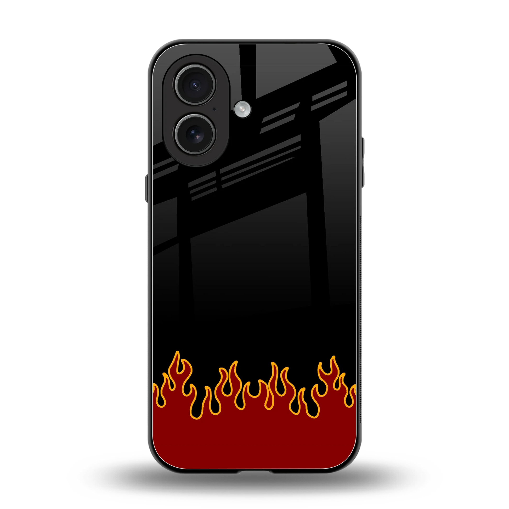 Retro Red Flames back phone cover | glass case for iphone 17