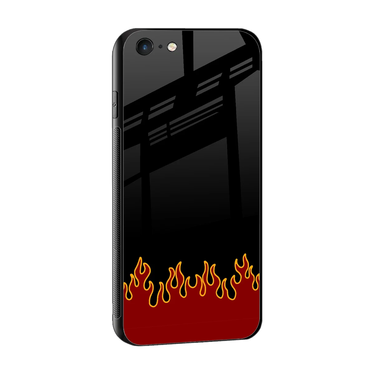 Retro Red Flames sleek iphone 6 cover with tempered glass back and TPU edges