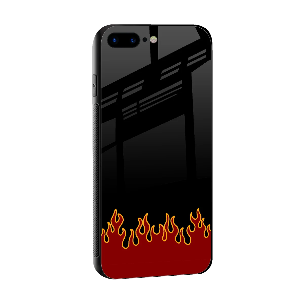 Retro Red Flames sleek iphone 7 plus cover with tempered glass back and TPU edges