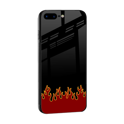 Retro Red Flames sleek iphone 8 plus cover with tempered glass back and TPU edges