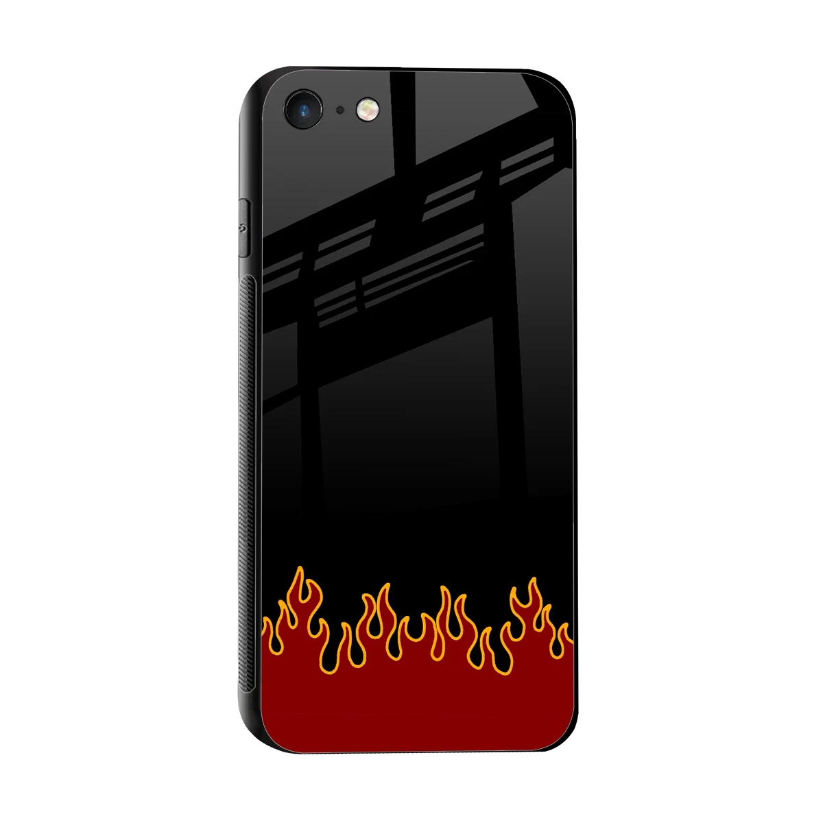 Retro Red Flames sleek iphone 7 cover with tempered glass back and TPU edges