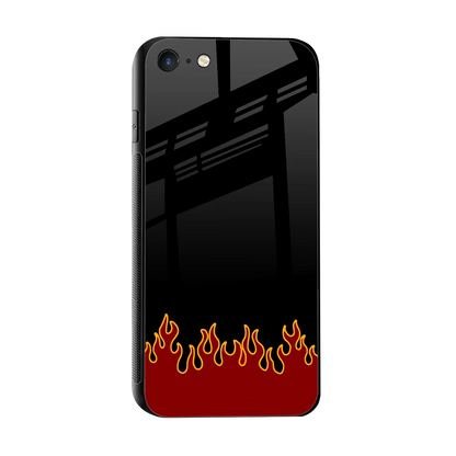 Retro Red Flames sleek iphone 7 cover with tempered glass back and TPU edges