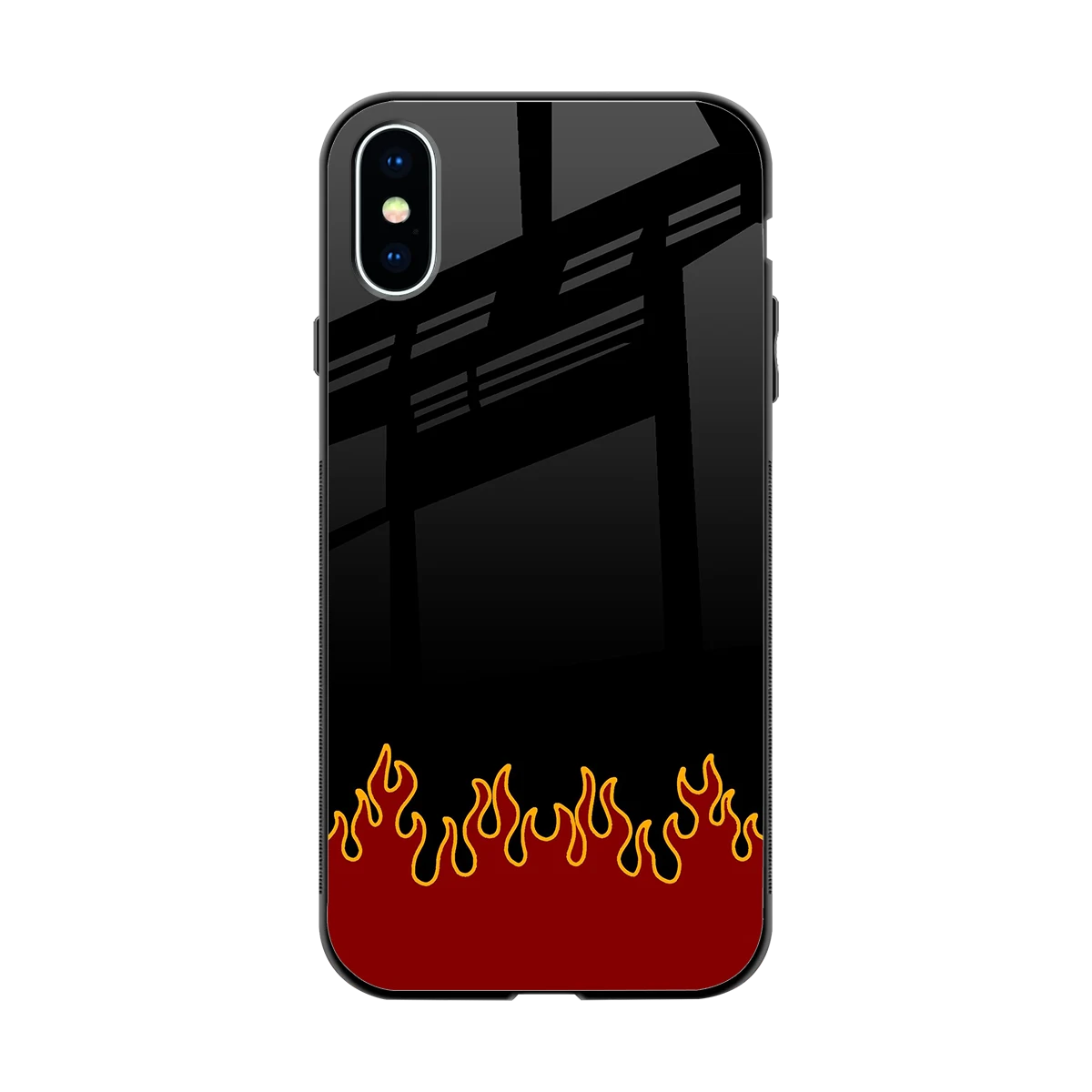 Retro Red Flames back phone cover | glass case for iphone x