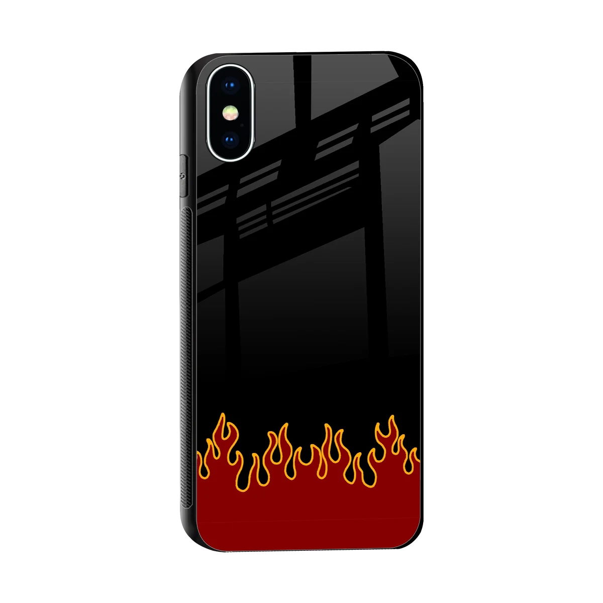 Retro Red Flames sleek iphone x cover with tempered glass back and TPU edges