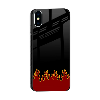 Retro Red Flames sleek iphone x cover with tempered glass back and TPU edges