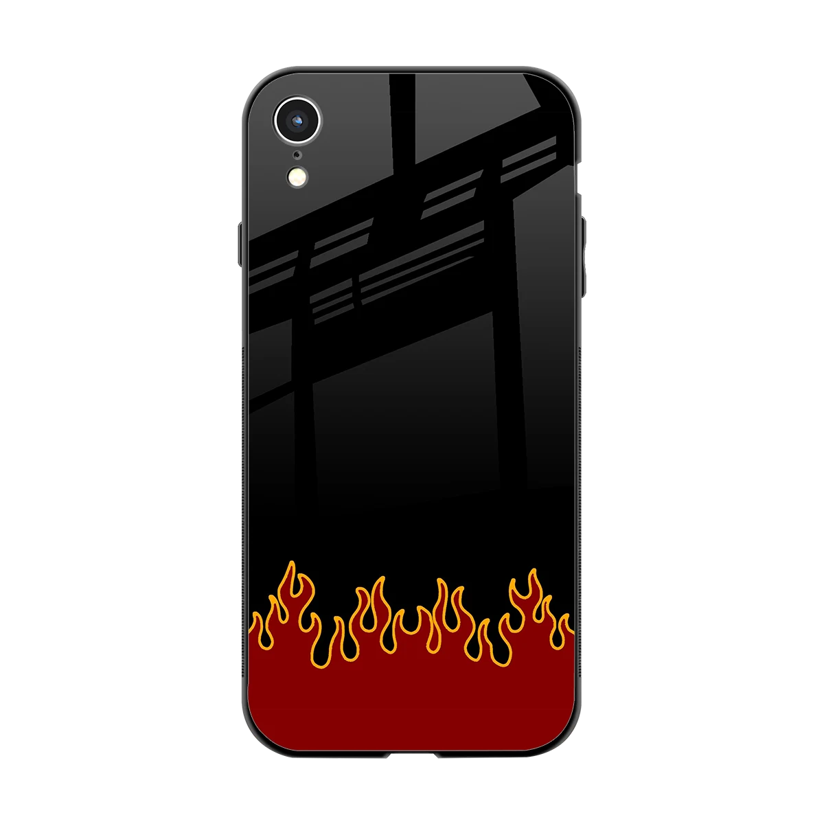 Retro Red Flames back phone cover | glass case for iphone xr