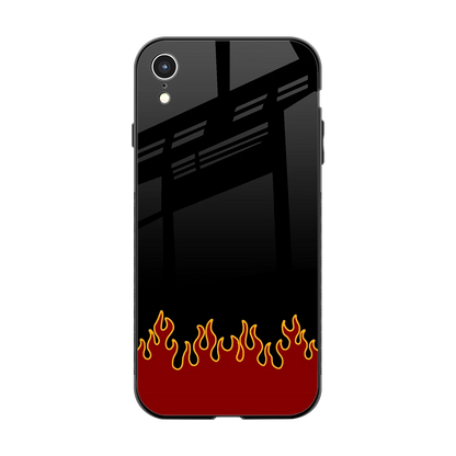 Retro Red Flames back phone cover | glass case for iphone xr