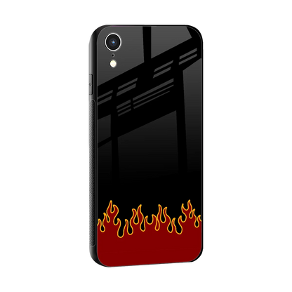 Retro Red Flames sleek iphone xr cover with tempered glass back and TPU edges
