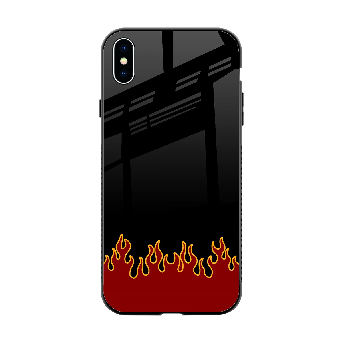 Retro Red Flames back phone cover | glass case for iphone xs max