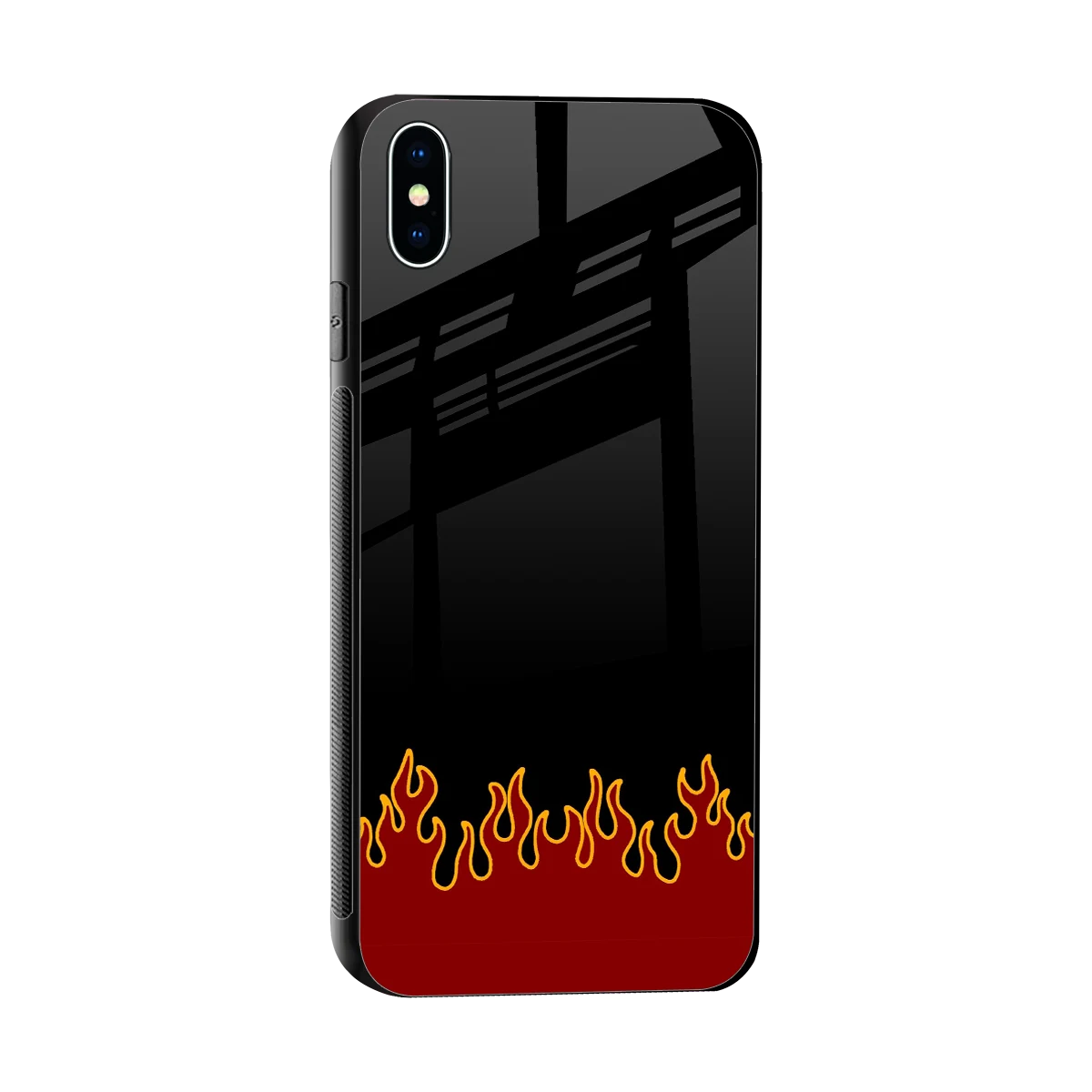 Retro Red Flames sleek iphone xs max cover with tempered glass back and TPU edges