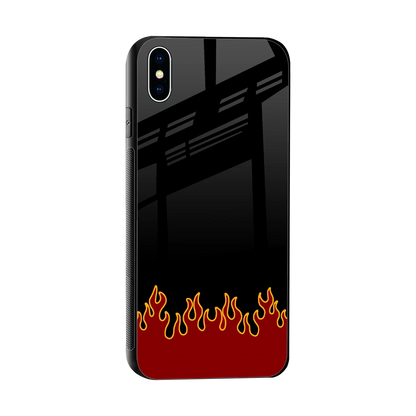 Retro Red Flames sleek iphone xs max cover with tempered glass back and TPU edges