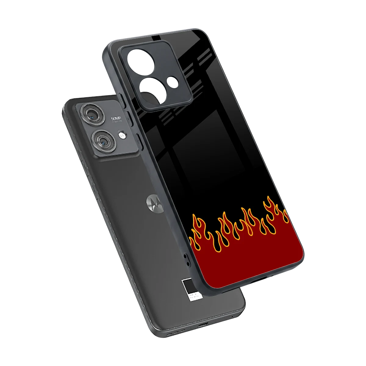 Retro Red Flames sleek motorola edge 40 neo 5g cover with tempered glass back and TPU edges