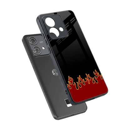 Retro Red Flames sleek motorola edge 40 neo 5g cover with tempered glass back and TPU edges