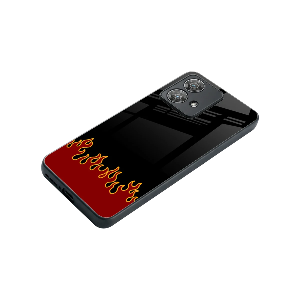 Retro Red Flames stylish phone case for motorola edge 40 neo 5g | glossy glass and slim fit