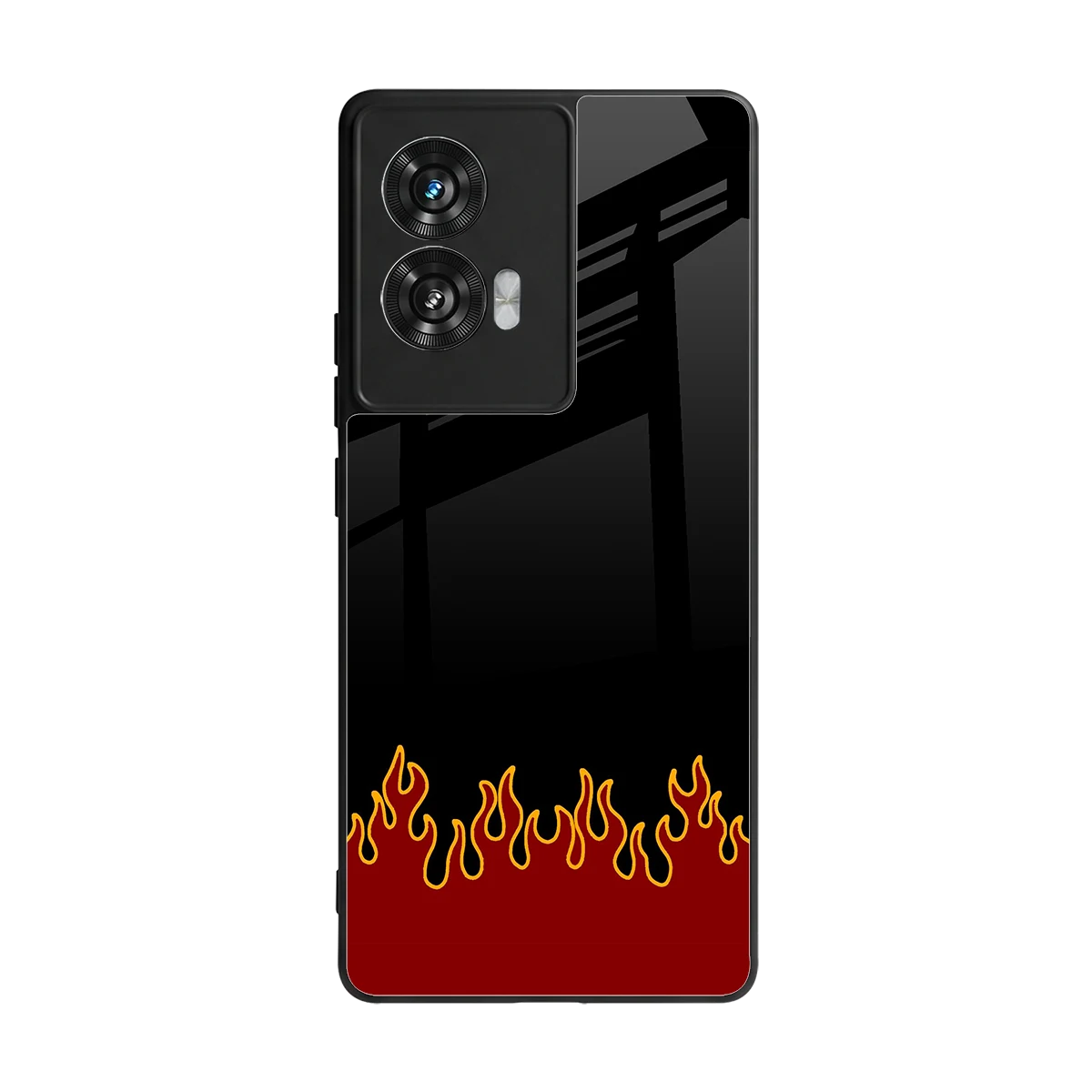 Retro Red Flames back phone cover | glass case for motorola edge 50 fusion