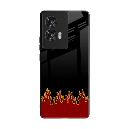 Retro Red Flames back phone cover | glass case for motorola edge 50 fusion