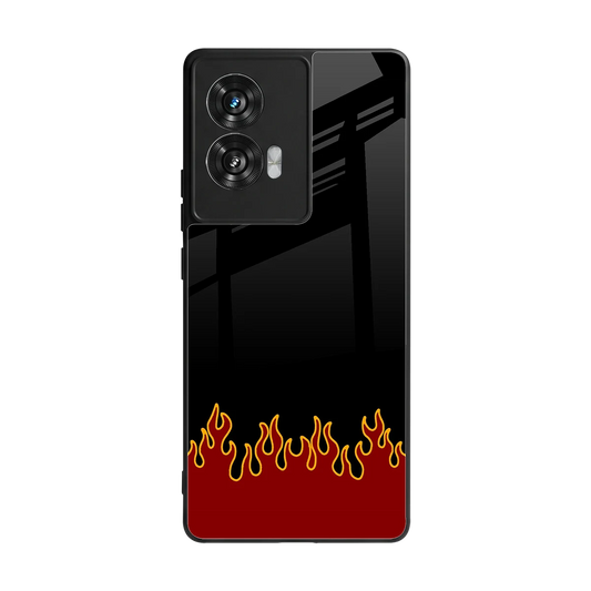 Retro Red Flames back phone cover | glass case for motorola edge 50 fusion