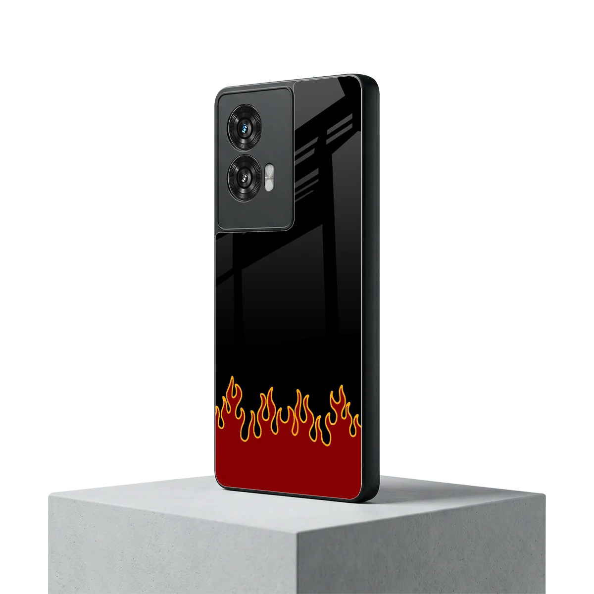 Retro Red Flames motorola edge 50 fusion mobile cover | shockproof glass phone case