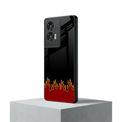 Retro Red Flames motorola edge 50 fusion mobile cover | shockproof glass phone case