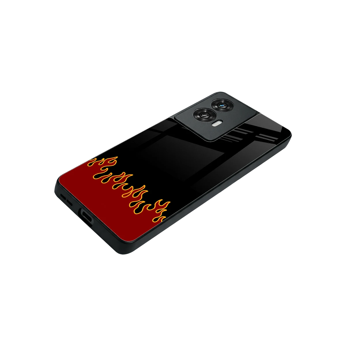 Retro Red Flames stylish phone case for motorola edge 50 fusion | glossy glass and slim fit