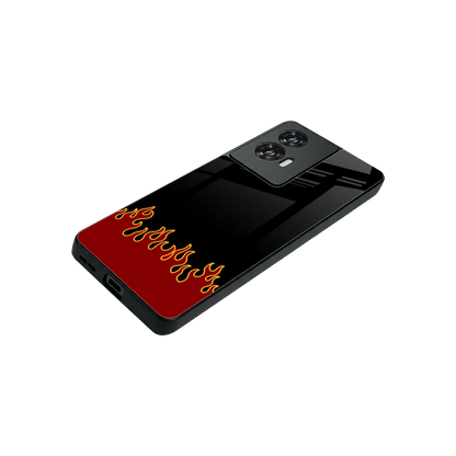 Retro Red Flames stylish phone case for motorola edge 50 fusion | glossy glass and slim fit