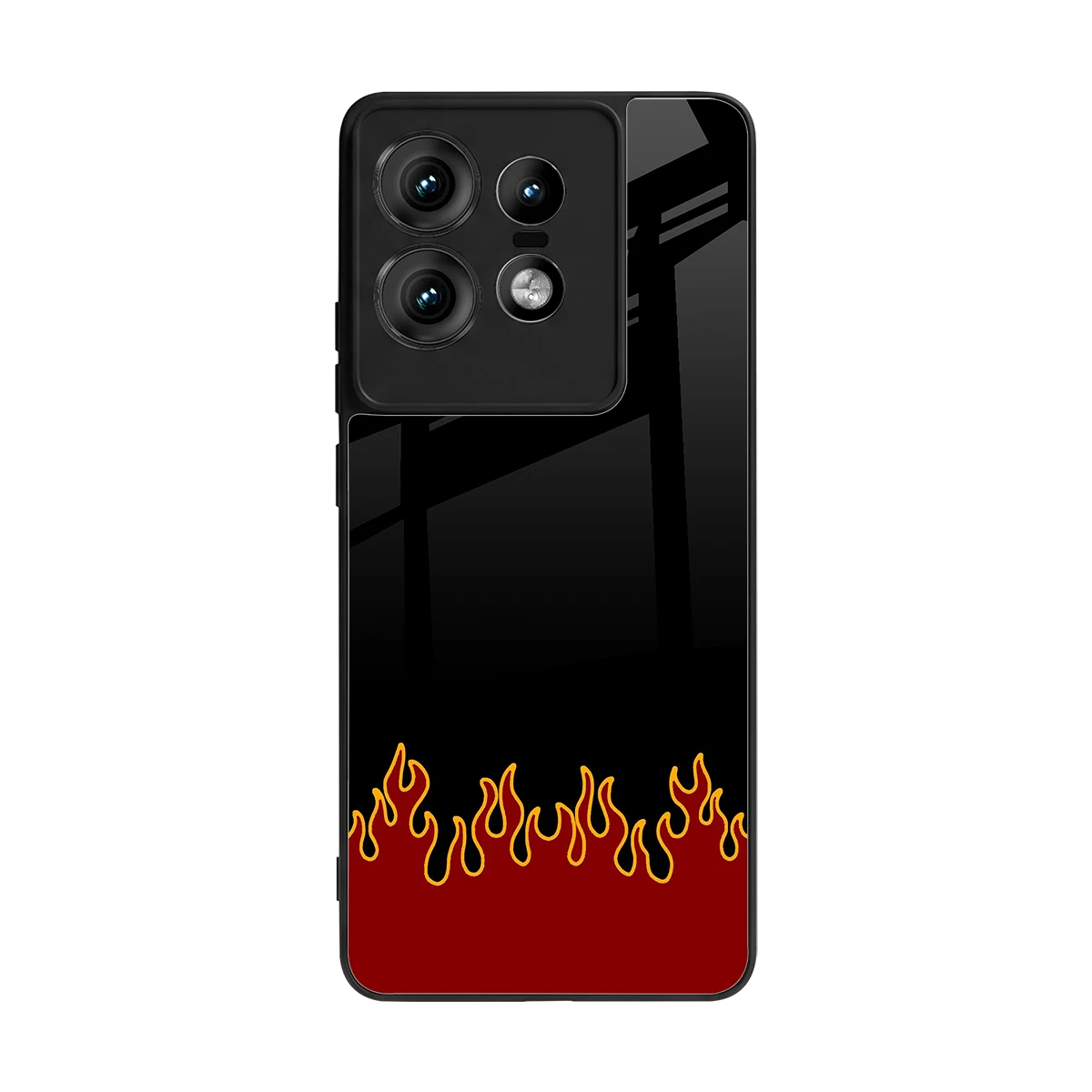Retro Red Flames back phone cover | glass case for motorola edge 50 pro