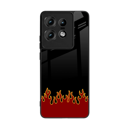 Retro Red Flames back phone cover | glass case for motorola edge 50 pro