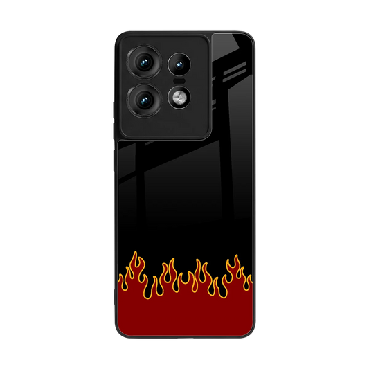 Retro Red Flames back phone cover | glass case for motorola edge 50 pro