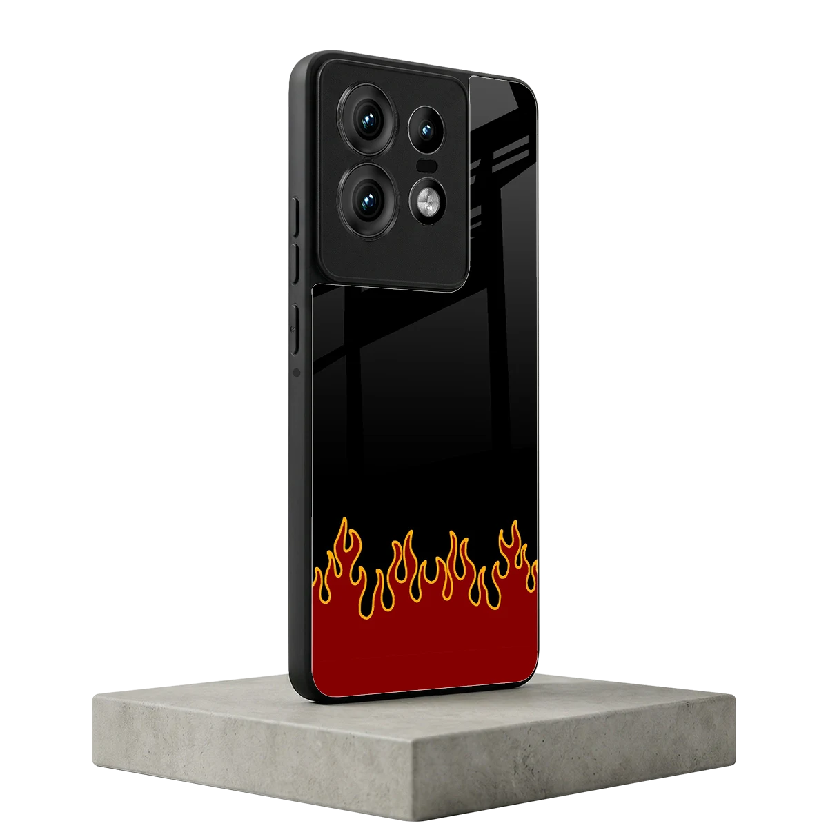 Retro Red Flames motorola edge 50 pro mobile cover | shockproof glass phone case