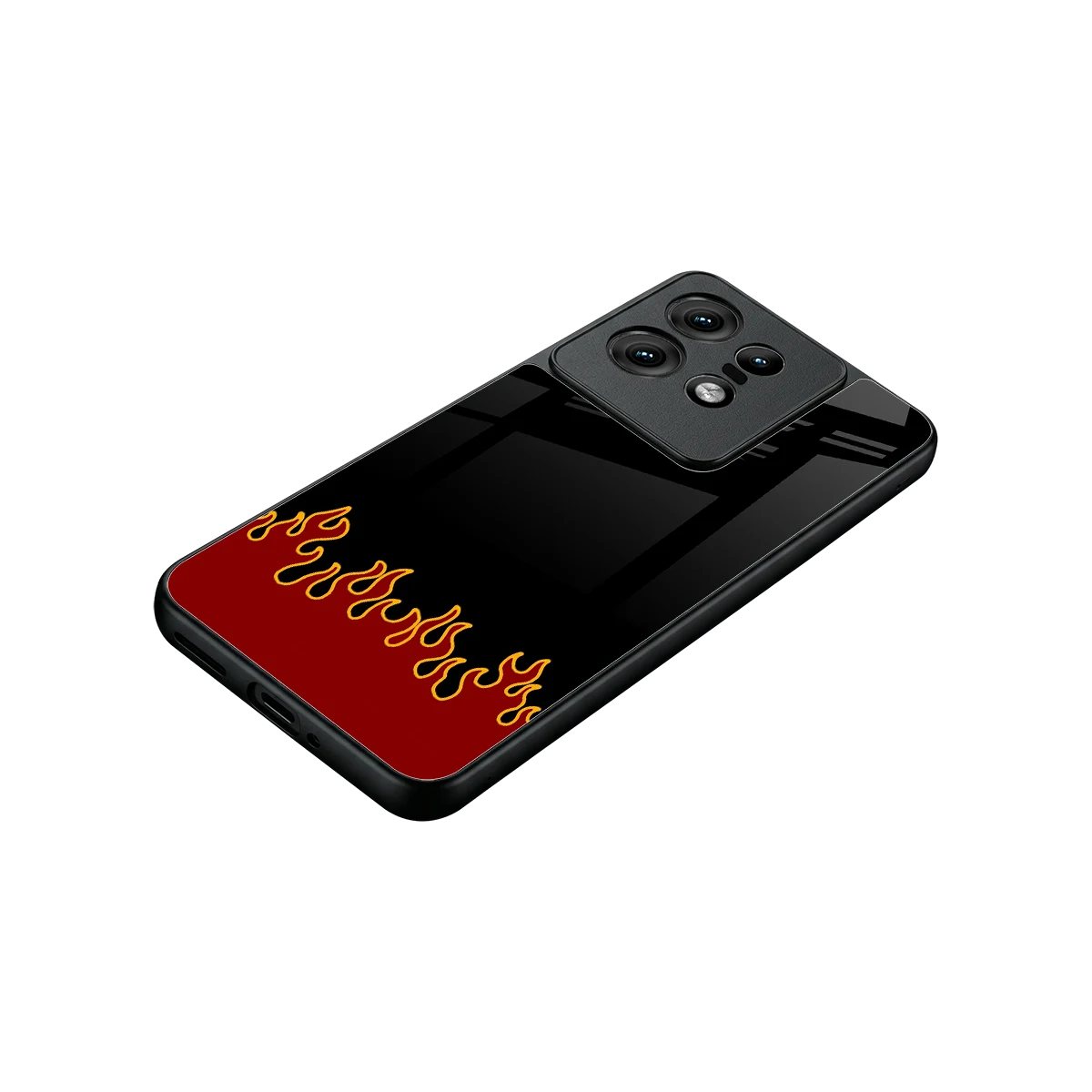 Retro Red Flames stylish phone case for motorola edge 50 pro | glossy glass and slim fit