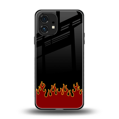 Retro Red Flames back phone cover | glass case for nothing phone 1