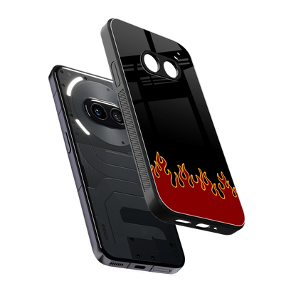 Retro Red Flames sleek nothing phone 2a cover with tempered glass back and TPU edges