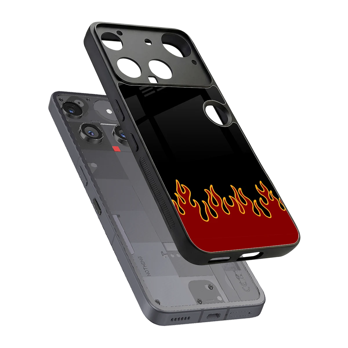 Retro Red Flames sleek nothing phone 3 cover with tempered glass back and TPU edges