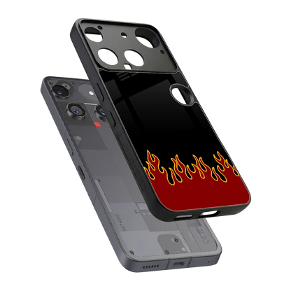 Retro Red Flames sleek nothing phone 3 cover with tempered glass back and TPU edges
