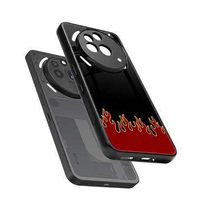 Retro Red Flames sleek nothing phone 3a pro cover with tempered glass back and TPU edges