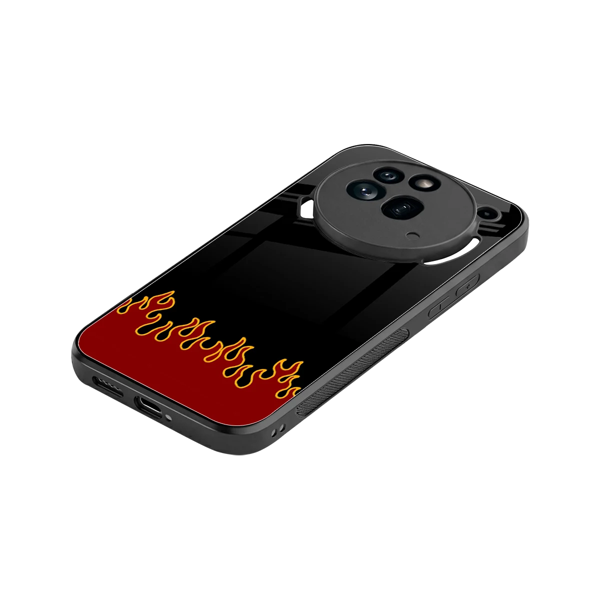 Retro Red Flames stylish phone case for nothing phone 3a pro | glossy glass and slim fit