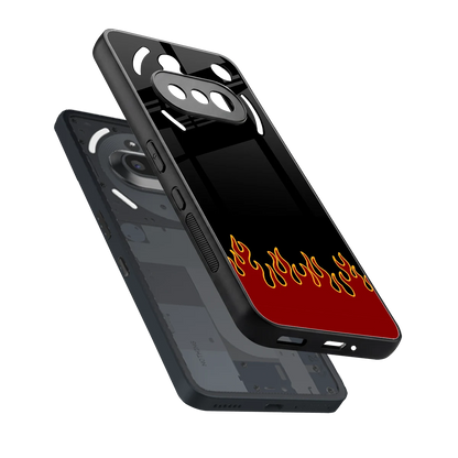 Retro Red Flames sleek nothing phone 3a cover with tempered glass back and TPU edges