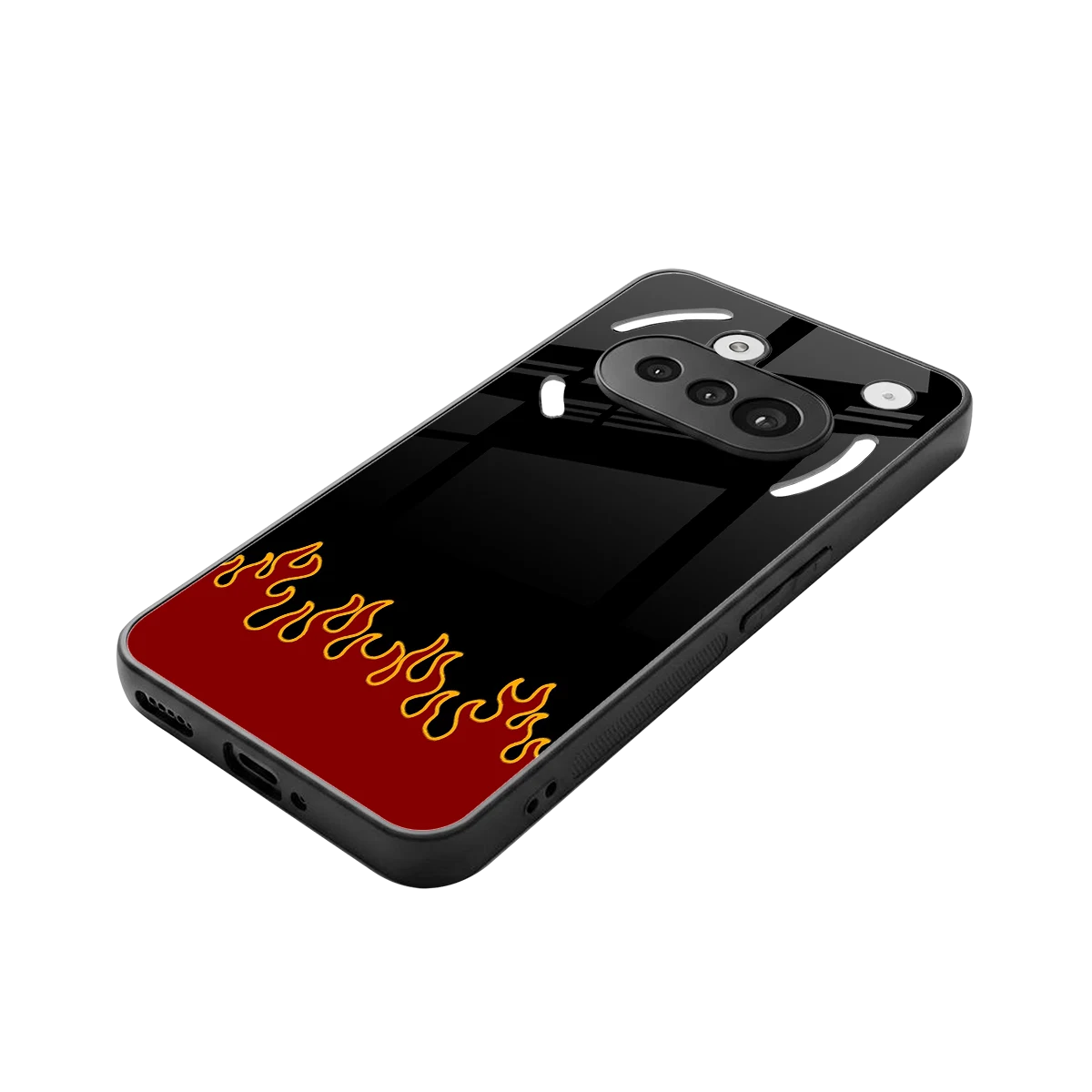 Retro Red Flames stylish phone case for nothing phone 3a | glossy glass and slim fit