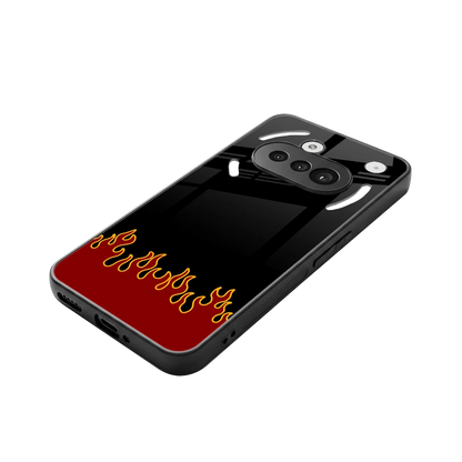 Retro Red Flames stylish phone case for nothing phone 3a | glossy glass and slim fit