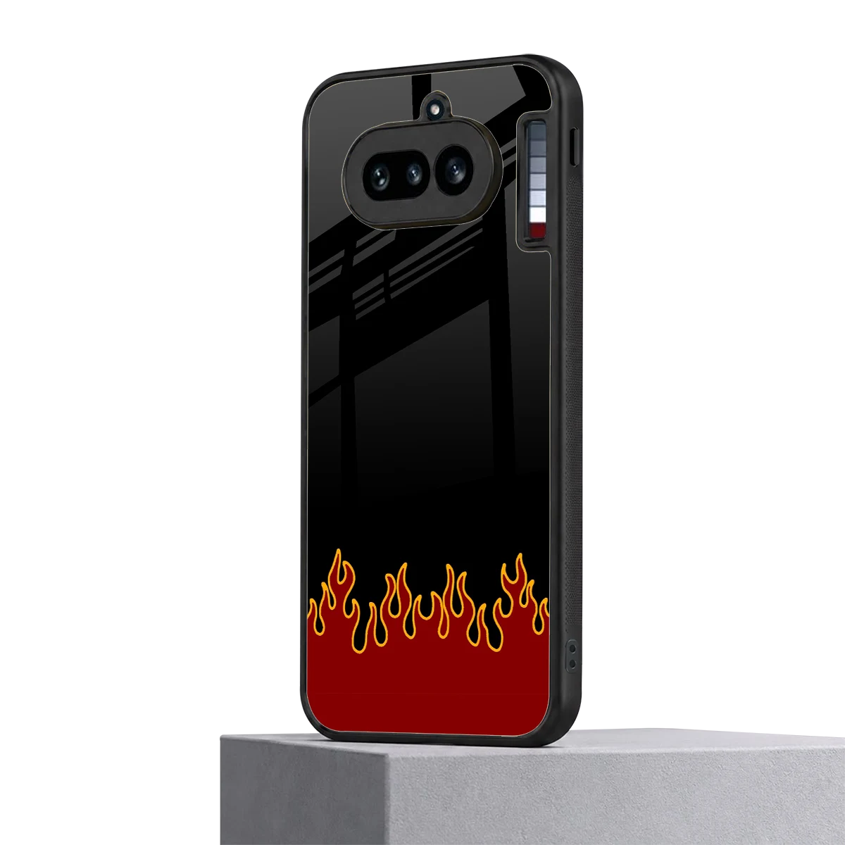 Retro Red Flames nothing phone 4a mobile cover | shockproof glass phone case