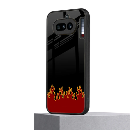 Retro Red Flames nothing phone 4a mobile cover | shockproof glass phone case