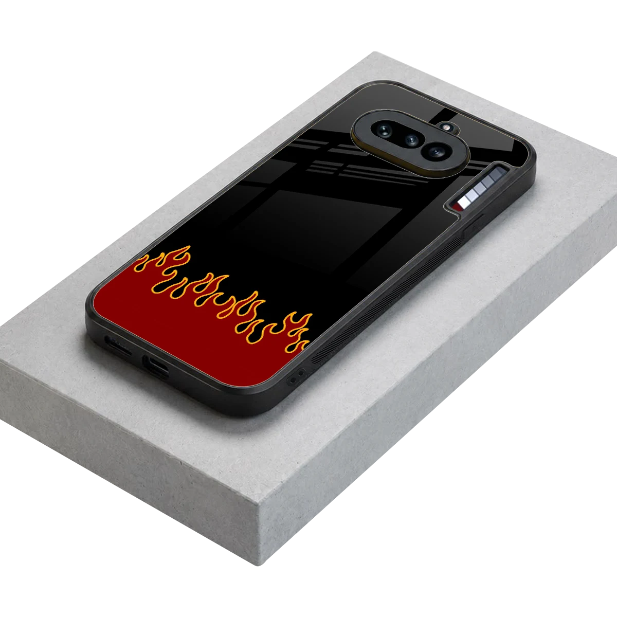 Retro Red Flames stylish phone case for nothing phone 4a | glossy glass and slim fit