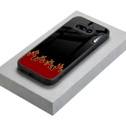 Retro Red Flames stylish phone case for nothing phone 4a | glossy glass and slim fit