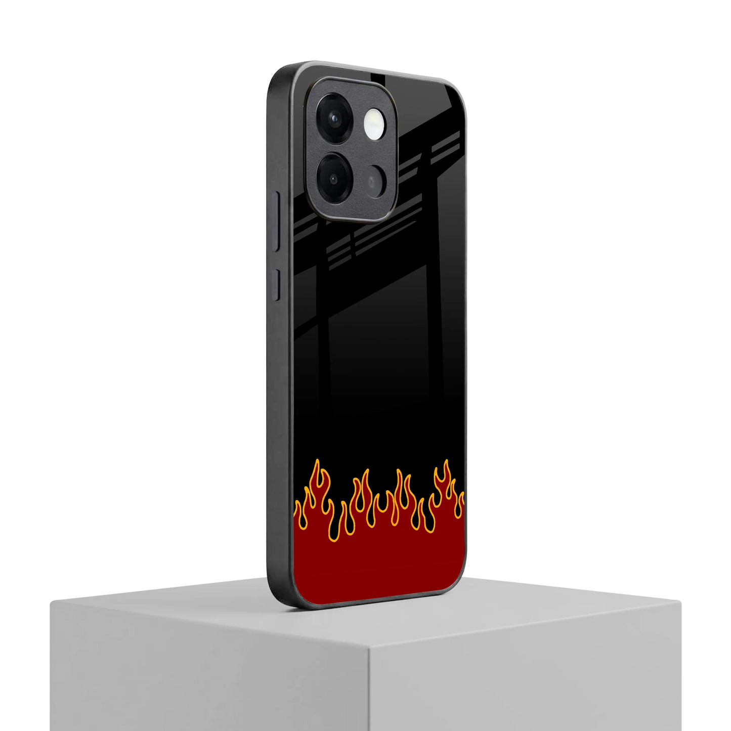 Retro Red Flames oneplus 13s mobile cover | shockproof glass phone case