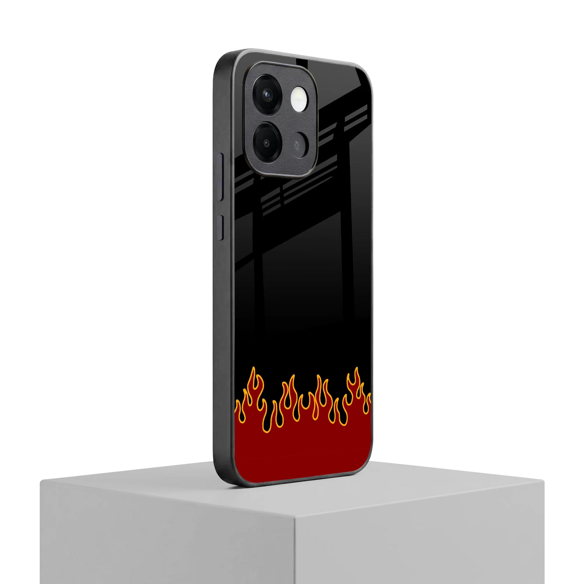 Retro Red Flames oneplus 13s mobile cover | shockproof glass phone case